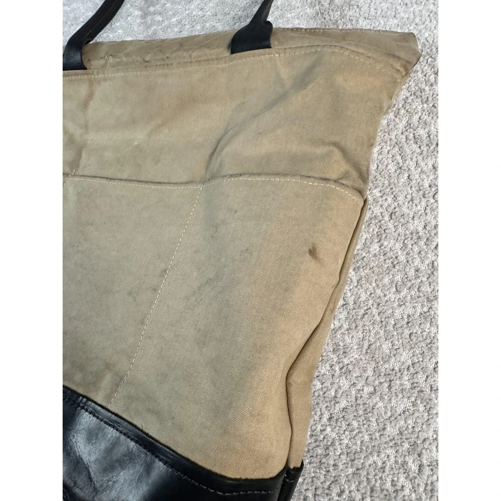 R. Riveter Tote Bag Womens‎ Tan Black Canvas Leather American Handmade Zip Top